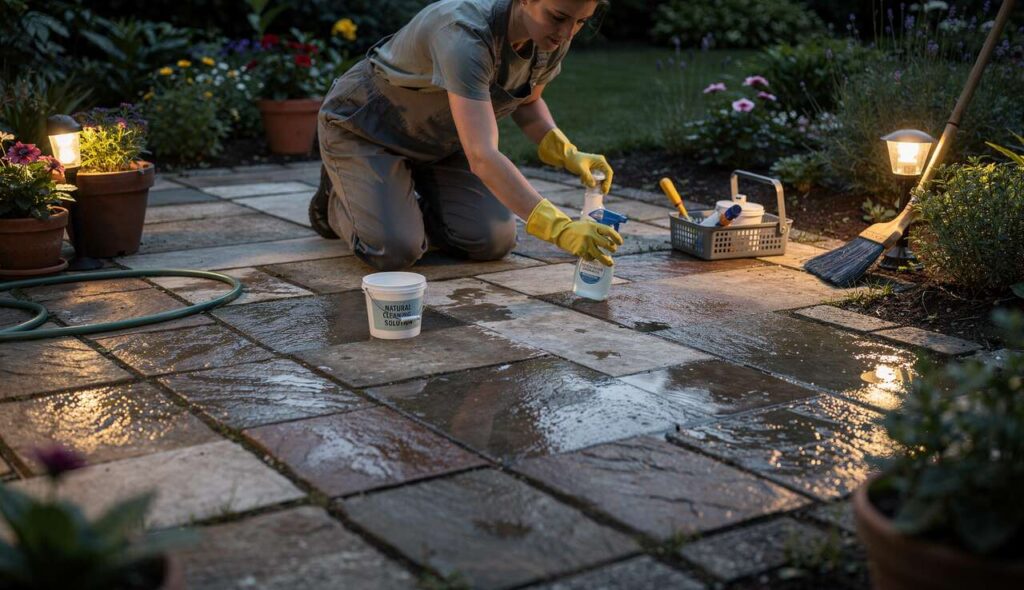 Terrassenplatten reinigen ohne Hochdruckreiniger: Dieses Hausmittel schafft es über Nacht