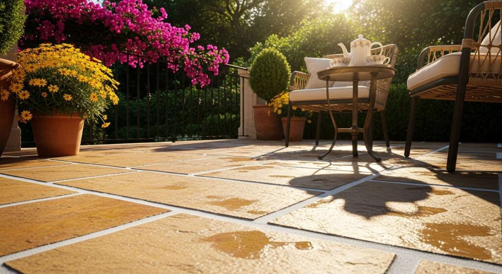 Terrassenplatten mit Natron reinigen, so wird jede Fuge ohne Schrubben wieder hell